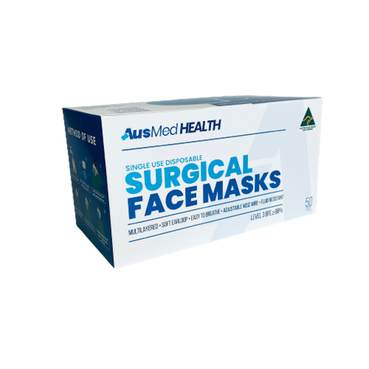 AusMed Surgical Face Masks (Australian Made) Premium 4x Ply Level 3 - Carton (500pc)