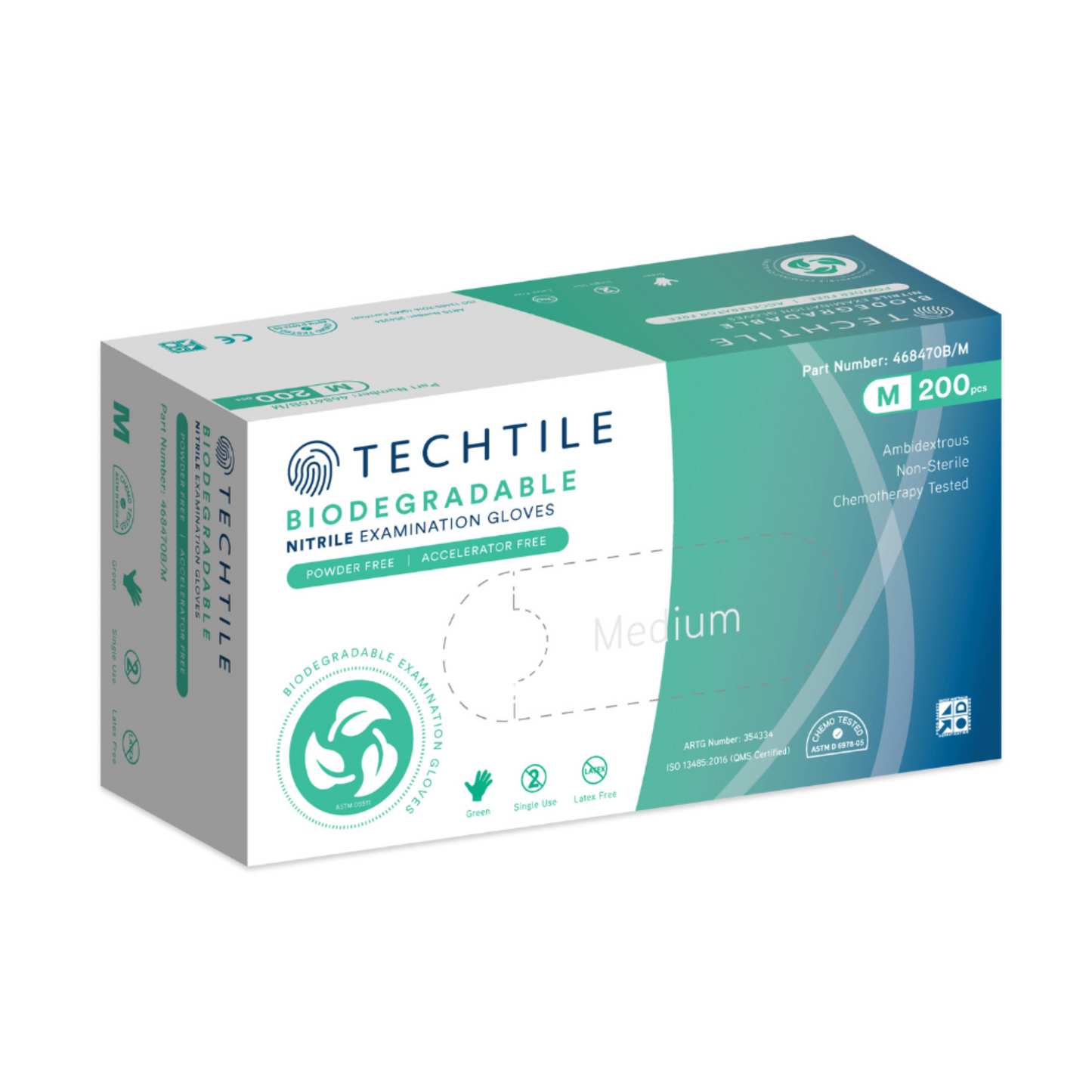 Techtile Biodegradable Nitrile Gloves - M - Box (200pc)