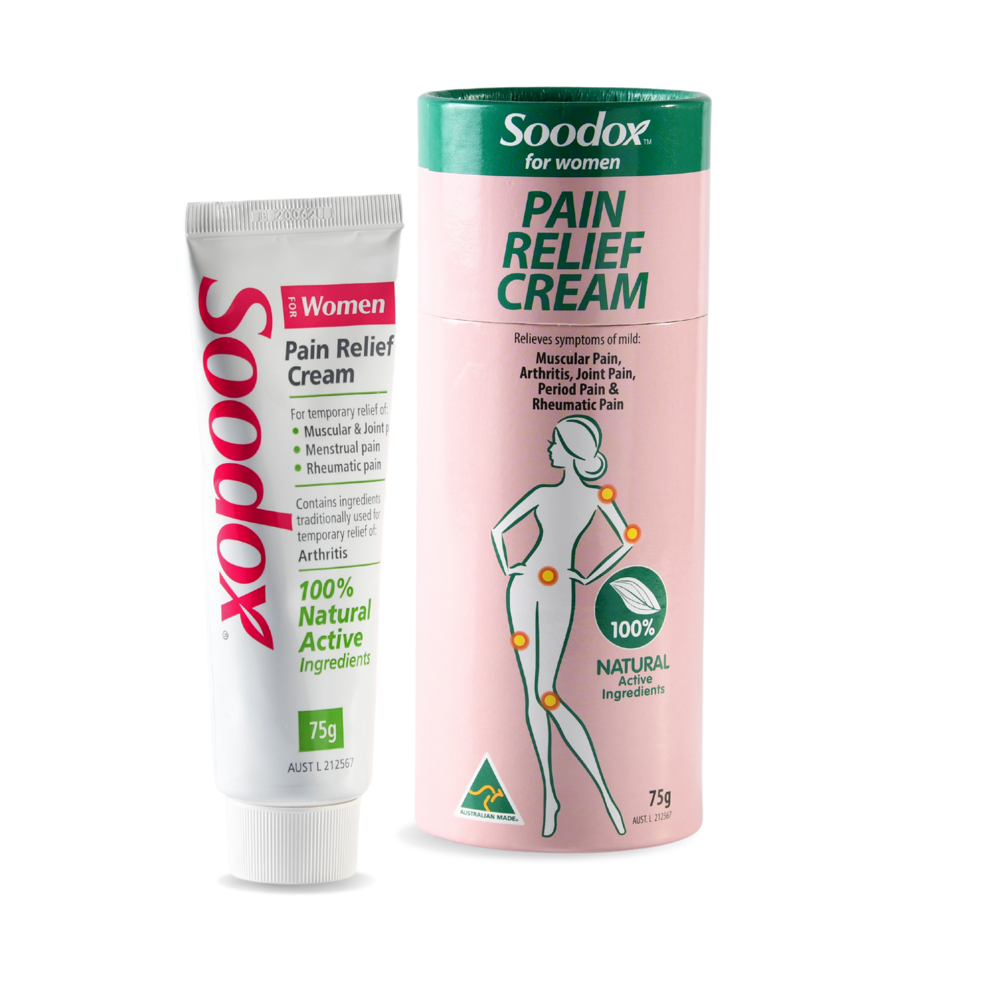 Soodox Women's Pain Relief Cream 75g Tube - Carton (30 x 75g)