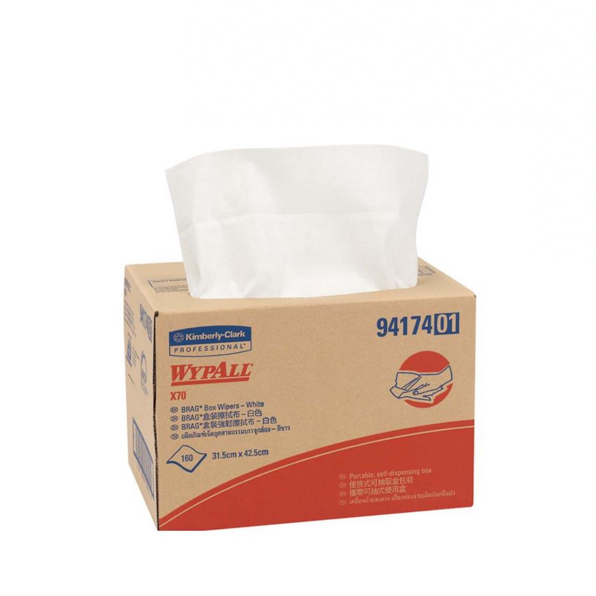 Wypall 94174D X70 Wipers 31.5 x 42.5cm White - Carton (160pc)