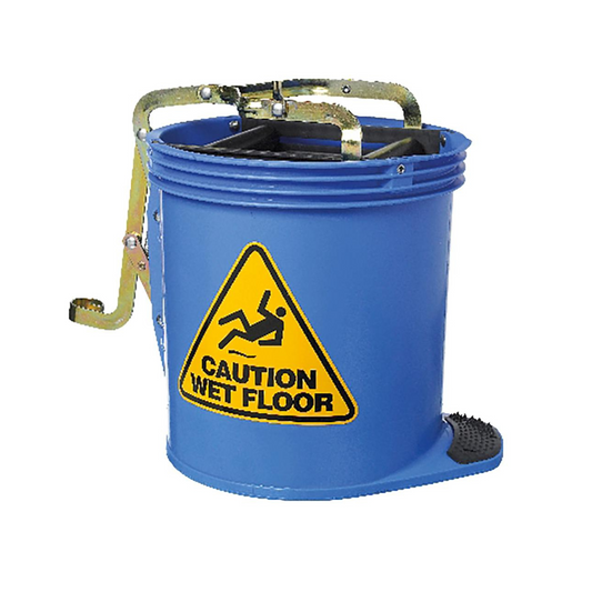 Cleera Heavy Duty Wringer Mop Bucket on Wheels Blue 15L