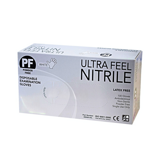 Ultra Feel Nitrile Powder Free Gloves Medical Weight White L - Carton (1000pc)