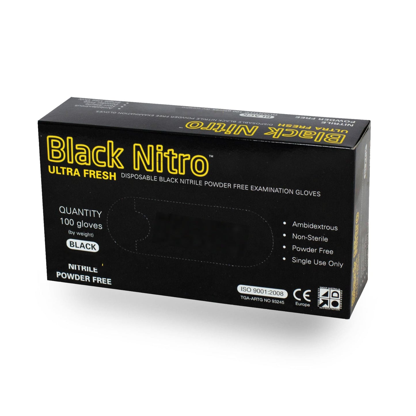 Black Nitro Disposable Examination Nitrile Gloves L - Carton (1000pc)