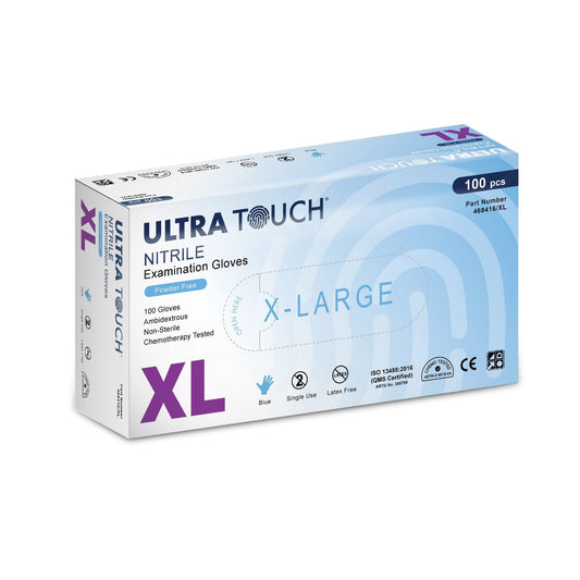 Ultra Touch Nitrile Chemo-tested Blue Powder Free Disposable Gloves XL - Box (100pc)