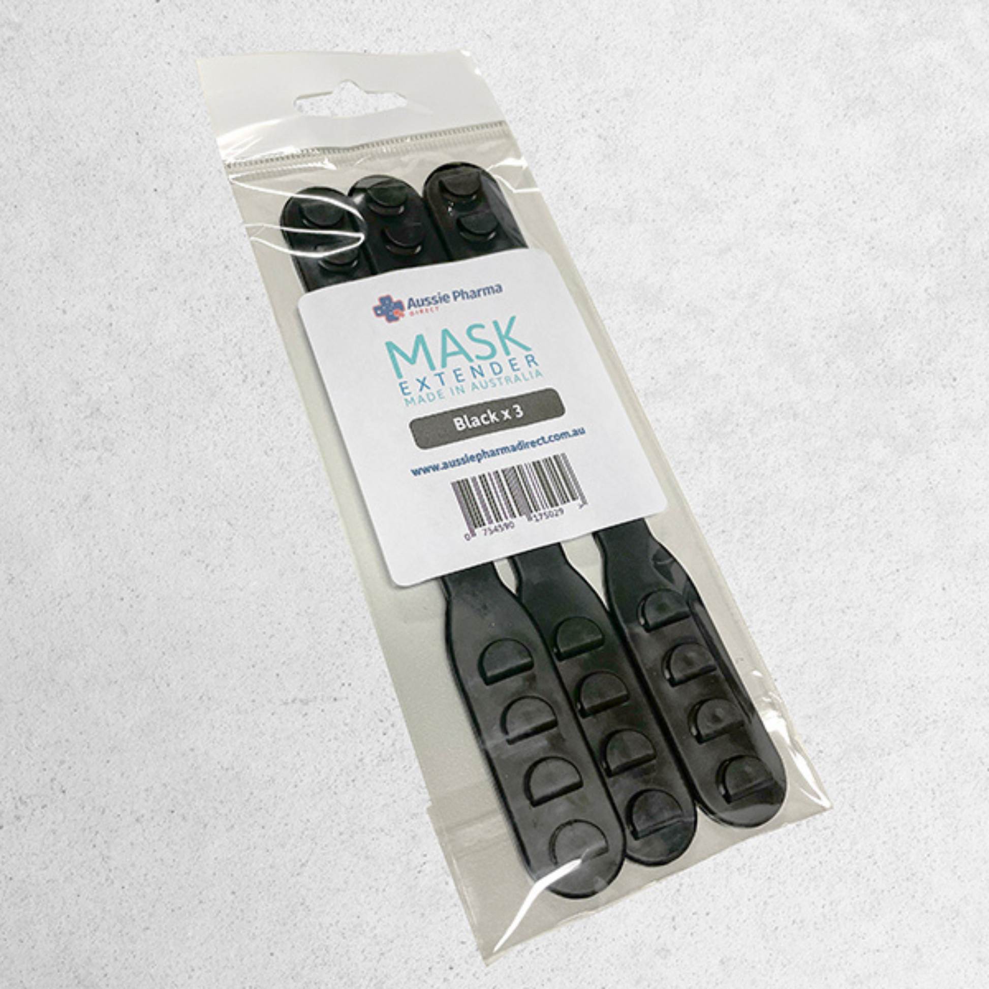 P2 Face Mask Extenders & Ear Savers Black (3 pack)
