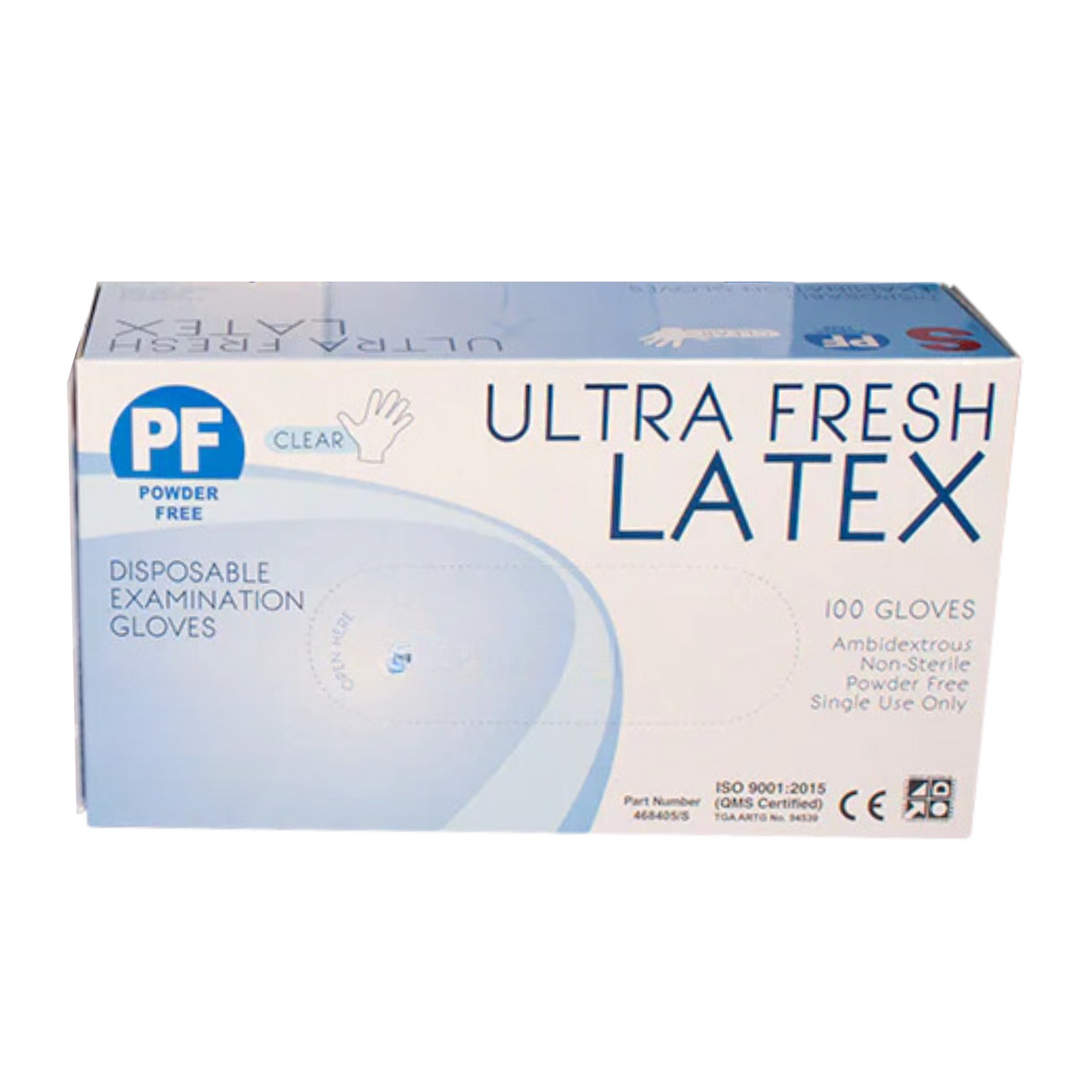 Ultra Fresh Disposable Latex Clear Powder Free Exam Gloves M -Box (100pc)