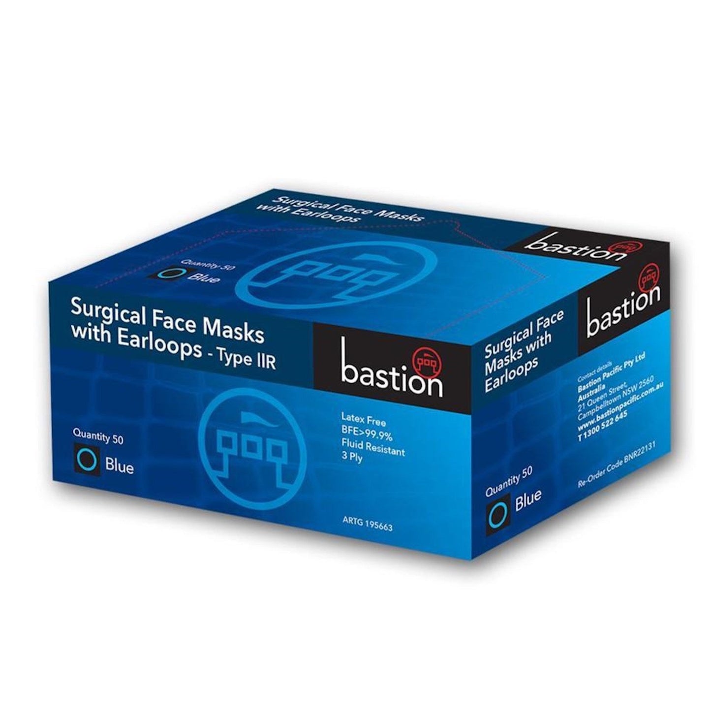 Bastion Surgical Face Masks - Earloops - Box (50pc)