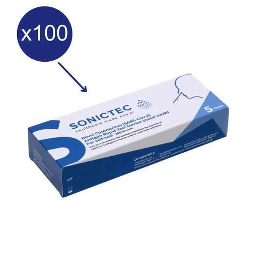 Sonictec Covid-19 Rapid Antigen Test Kit (Nasal Swab) - Pack of 5 x 100 (500 Tests)