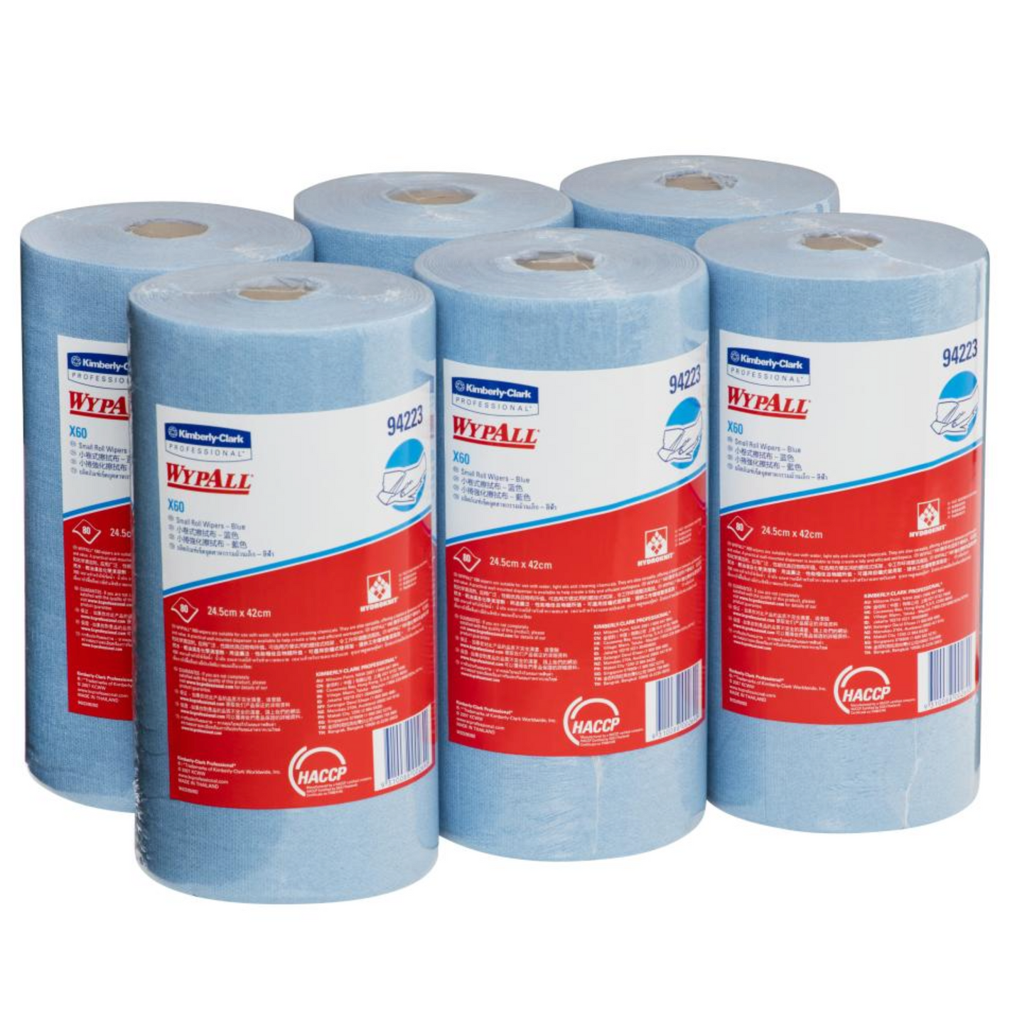 Wypall 94223E X60 Small Roll Blue 80 Wipers Per Roll Case of 6 Rolls
